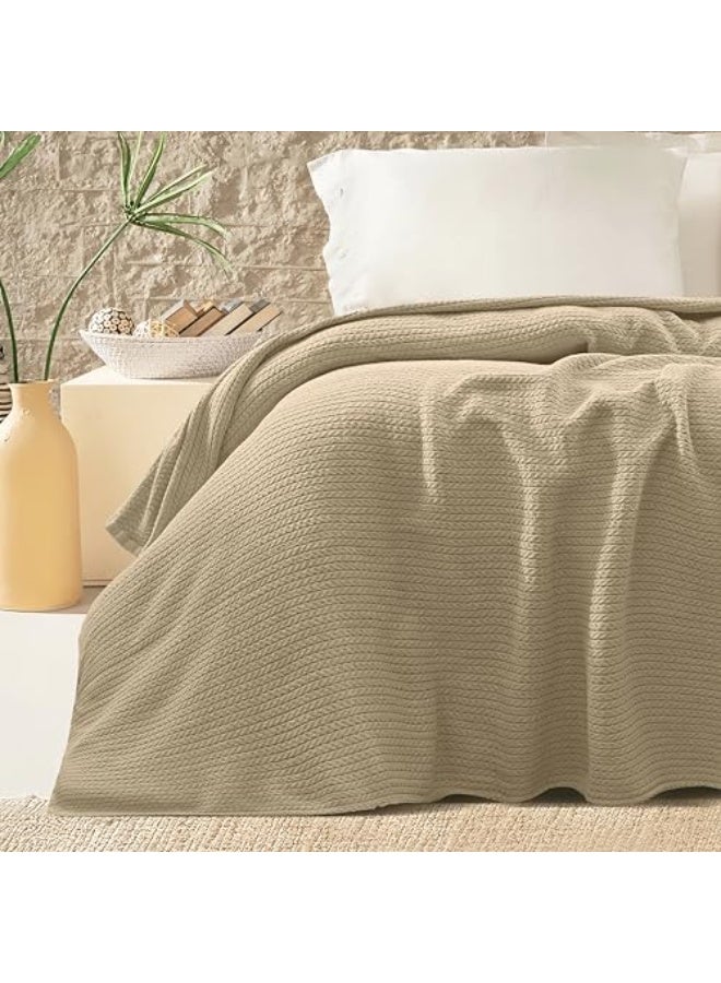 Relax Premium Egyptian Cotton Orchid Throw Blanket Ultra Soft And Lightweight With Elegant Woven Design King Size 255 × 225 cm Perfect For Bed Sofa And Couch  Light CafeColor - Image 3